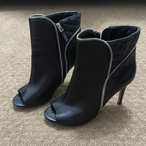 Black Peep-Toe Ankle Boots